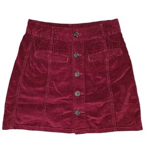American Eagle Outfitters Burgundy Corduroy Mini Skirt